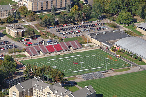 Aerial view of Polisseni Track and Field Complex.