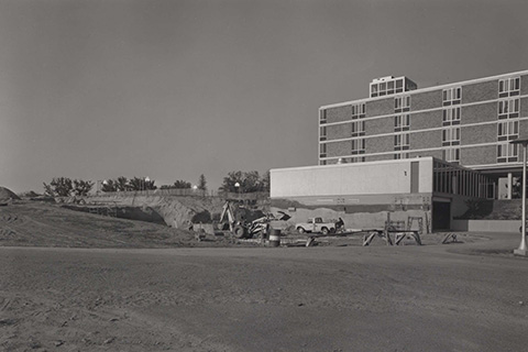 Beginning stages of construction on Haffey Hall.