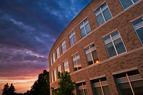 Sunset over the Wegmans School of Pharmacy