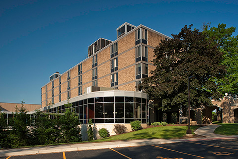 Landscape of Ward residence hall.