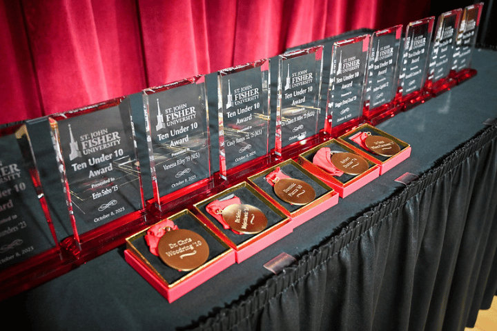 Display of medal and trophies for the Alumni Awards