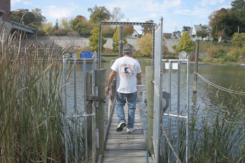 A still image from a student-produced documentary about fishing.