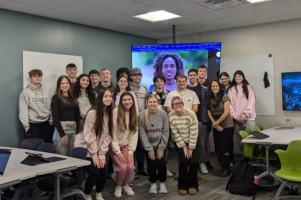 Students had a virtual conversation with Mercy Akout, a refugee, singer, songwriter, and activist, joined the class via WhatsApp from Dadaab, one of the world’s largest refugee camps.