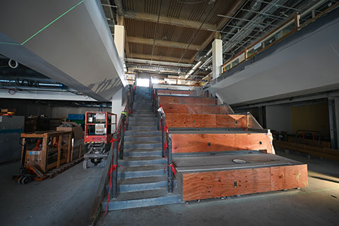 A stairwell inside of Lavery Library.