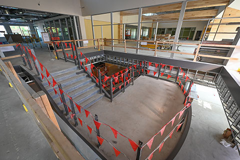 With a new, open staircase, the newly renovated Lavery Library offers a bright, airy feel.