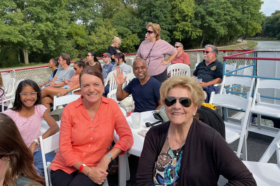 Dean Christine Birnie and her family explore the Erie Canal with Lucy Malmberg.