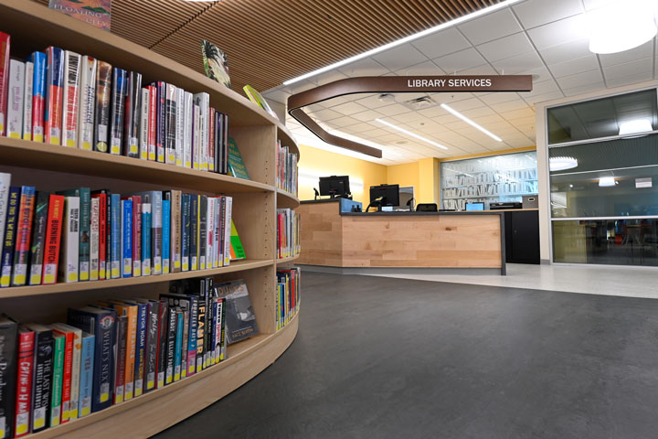 The library services desk at Lavery Library.