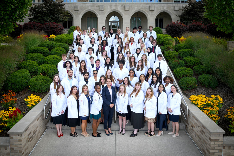 A group photo of the Wegmans School of Pharmacy Class of 2029.