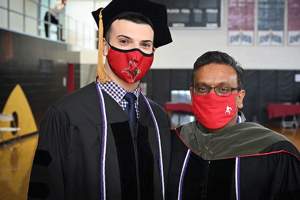 Dr. Nathan (left) with a member of the pharmacy Class of 2021.