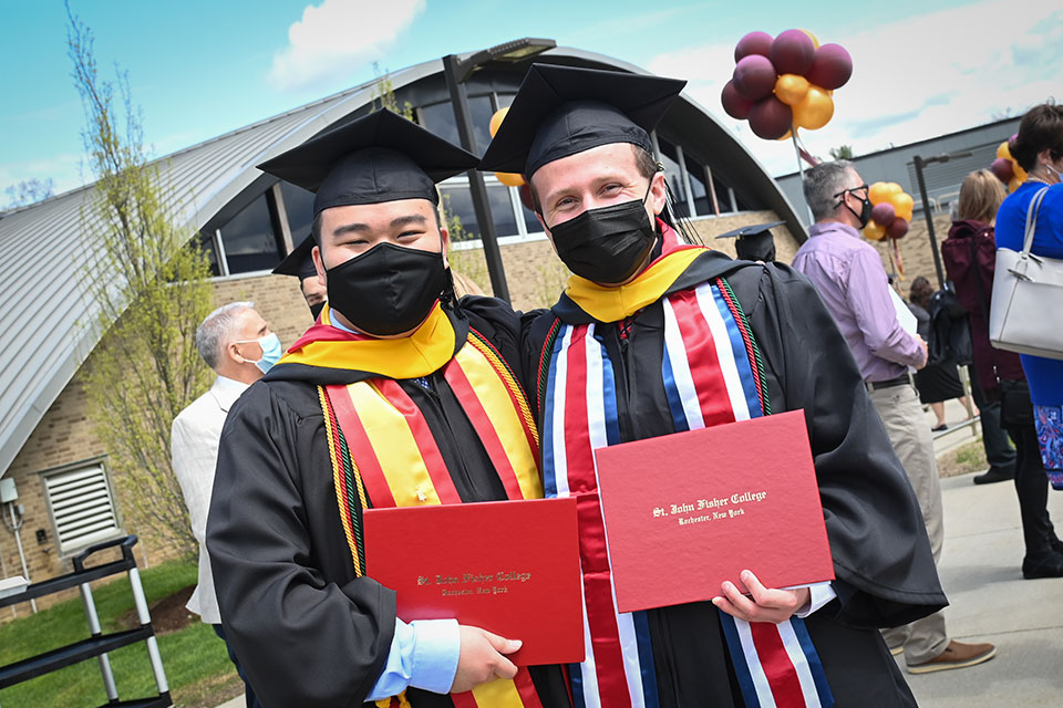 Graduates at the 2021 Commencement held on campus.