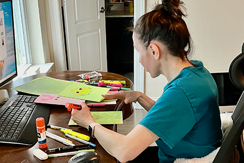 Online student Aliaksandra Hare creates greeting cards for Cardz for Kidz.