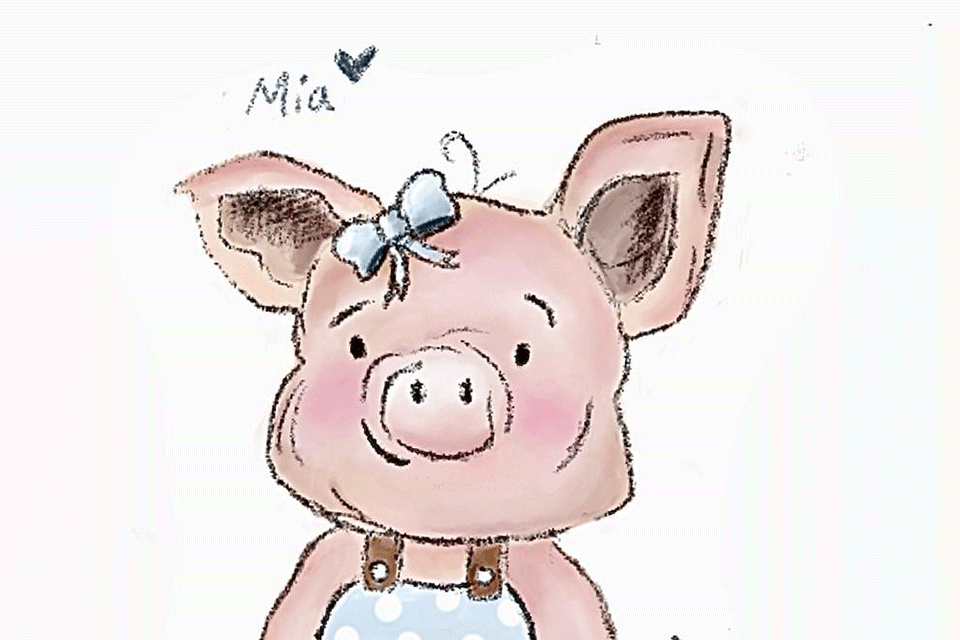 An illustration of Mia the Pig.