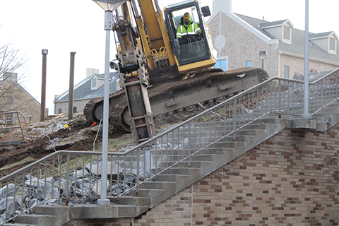 The construction site at Lavery Library.