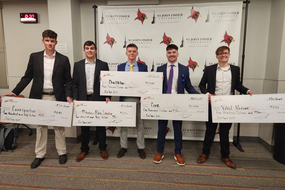 The winners of the 2025 Fish Tank business plan competition during Entrepreneurship Week.