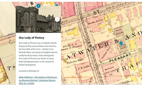 Map of Italian settlement in Rochester