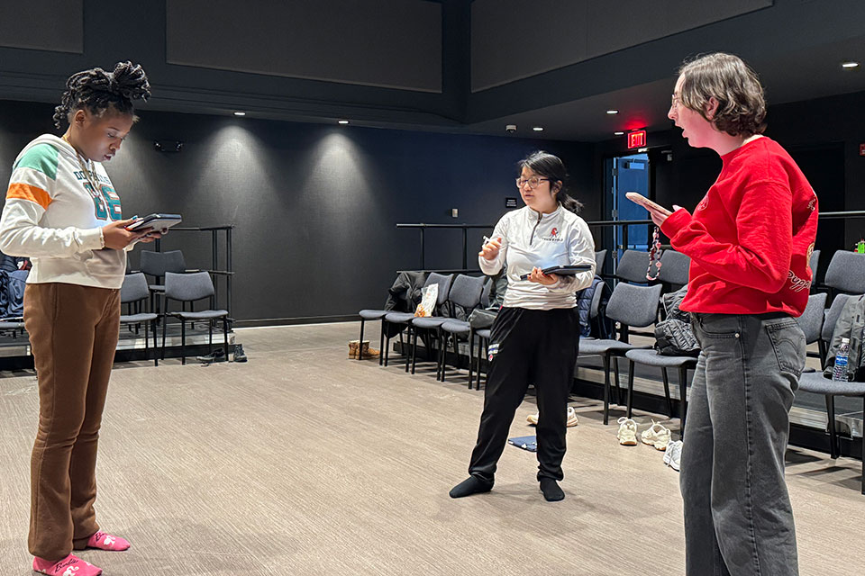 Students rehearse for the One-Act Play Festival.