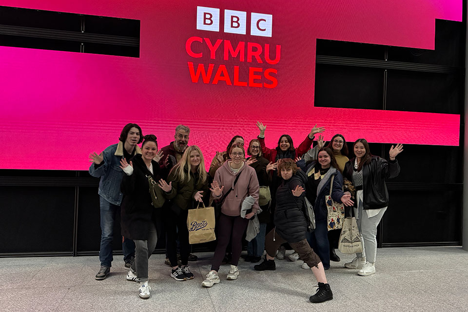 Fisher students visit the BBC Studio in Wales.