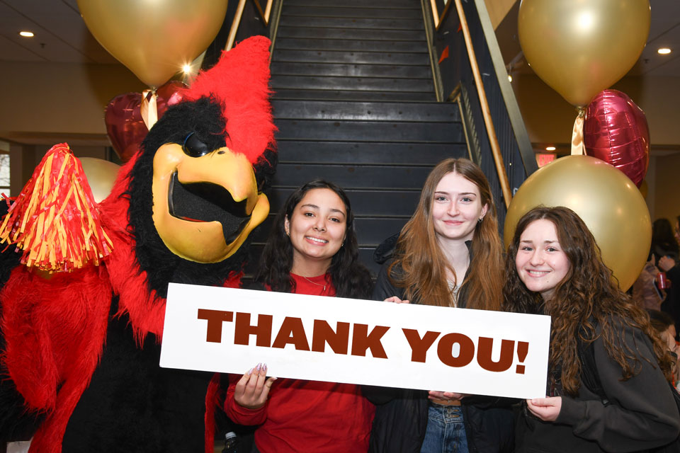 Students celebrate I Heart Fisher Day 2025 with Beaks.