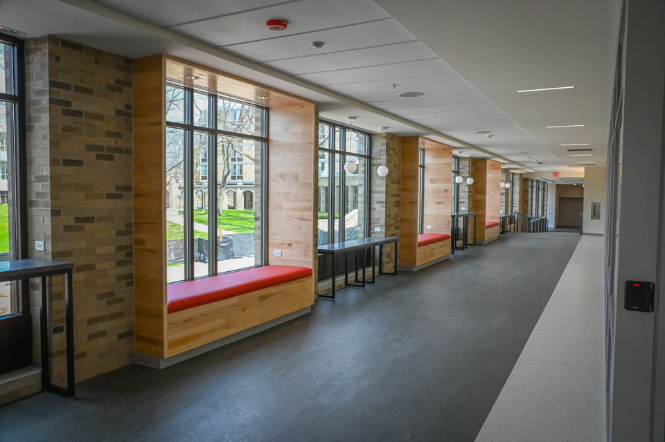 The interior walkway at Lavery Library.