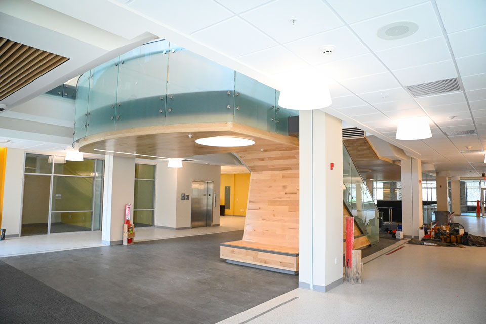 The interior walkway at Lavery Library.