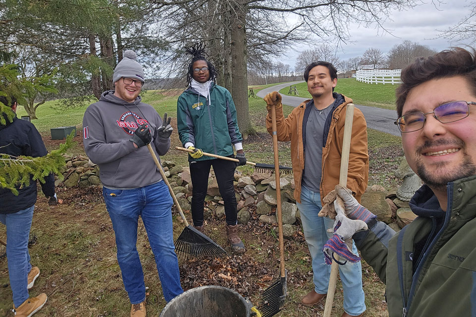 Students work outside at EquiCenter.