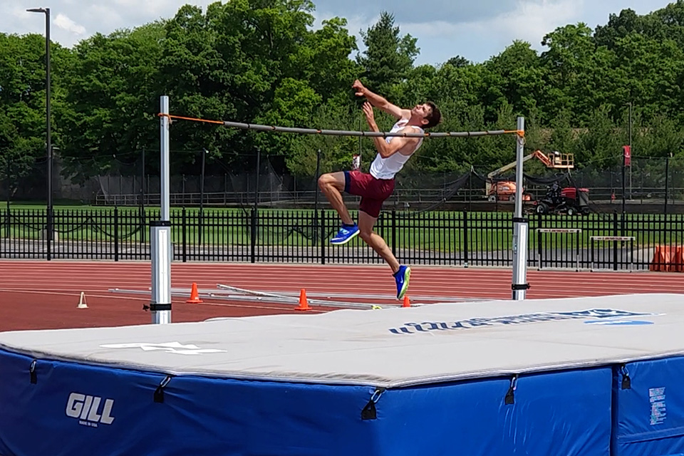 Kyle Rollins practices at the Polisseni Track and Field Complex