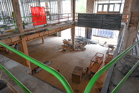 Construction continues inside of Lavery Library.