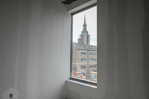 Construction continues inside of Lavery Library.