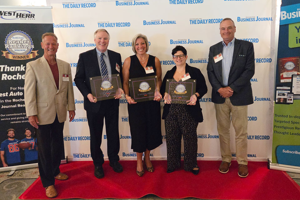 Ron Sicker, Dan Connolly, Melissa Ghera, Tara Sacco, and Andrew Gallan at the RBJ Reader Rankings celebration.