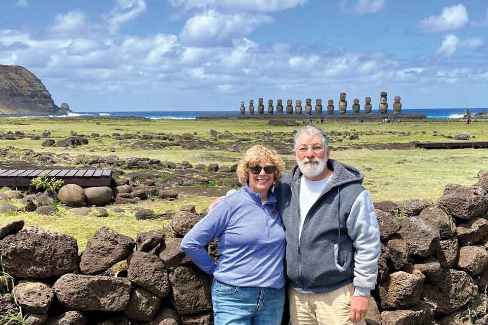 Nancy Bragg and Dr. Tom Marsella on Easter Island