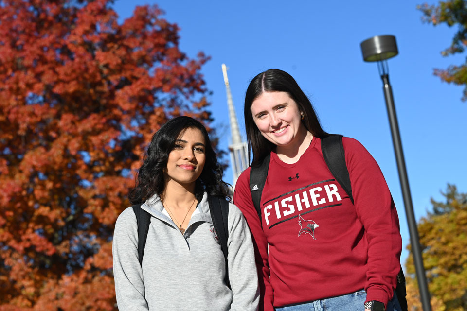 Two Fisher students on campus.