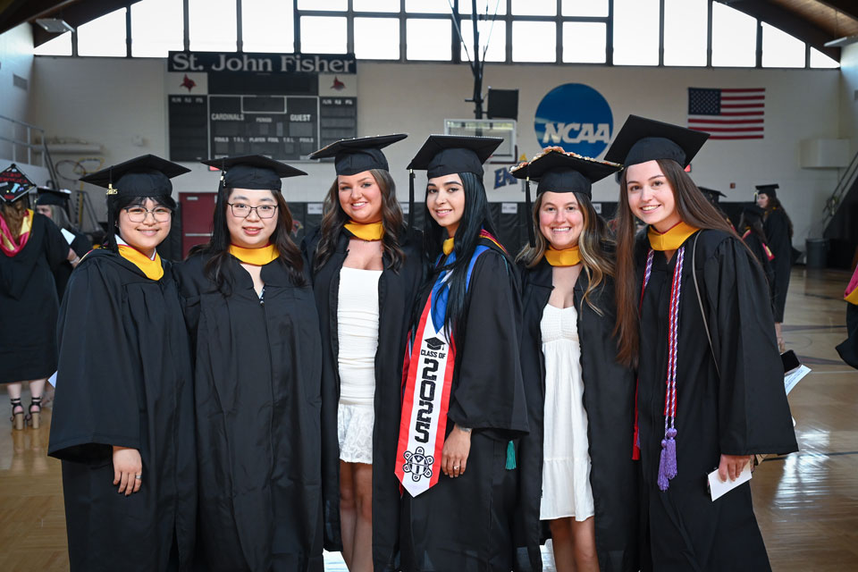 A group of graduates at Commencement.