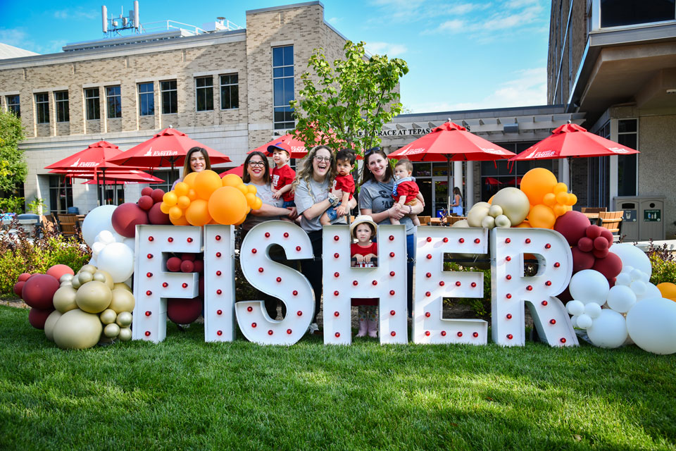 Fisher alumnae with their families during Alumni Weekend 2024.