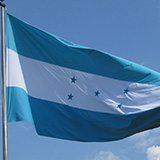 Flag of Honduras, blue and white flag with five stars.