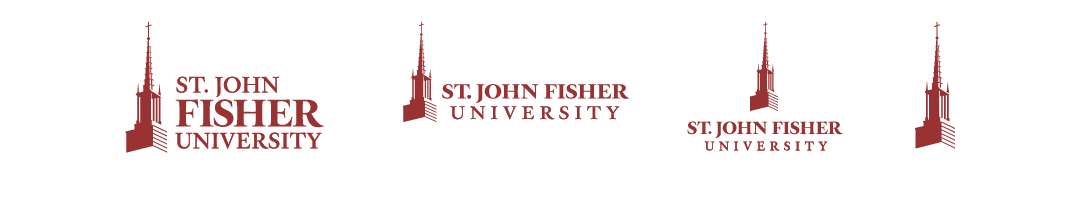 The University's primary logo at left, with the three secondary options following