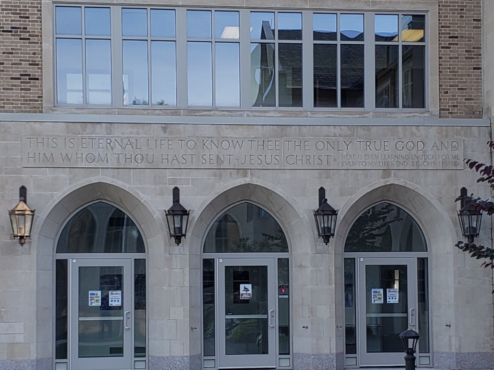 Saint John Fisher quote inscribed outside Kearney Hall