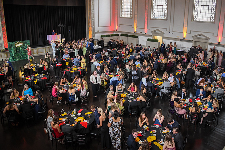 Students share a meal during the Senior Gala.