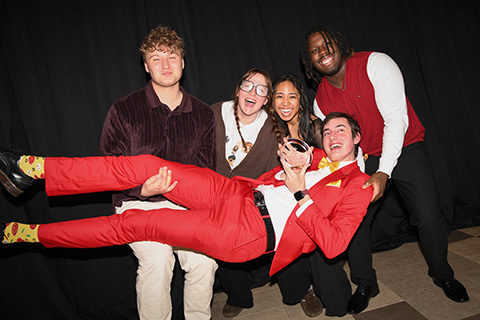 Students celebrate together during the Cardinal Awards.