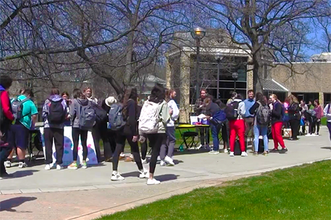 Students gather in LeChase Commons for Fresh Check Day, hosted by the Health and Wellness Center.