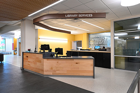 Library services desk at Lavery Library.