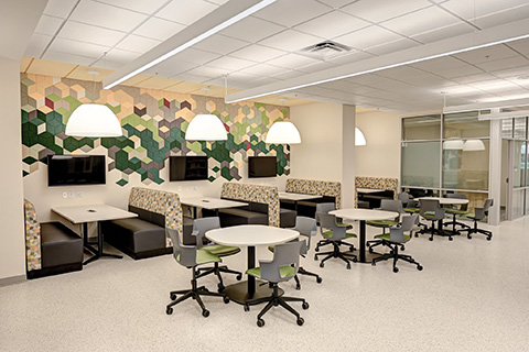 Tech-equipped swing space in Lavery Library.