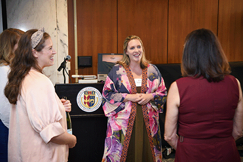 A presenter at a women in family business event.