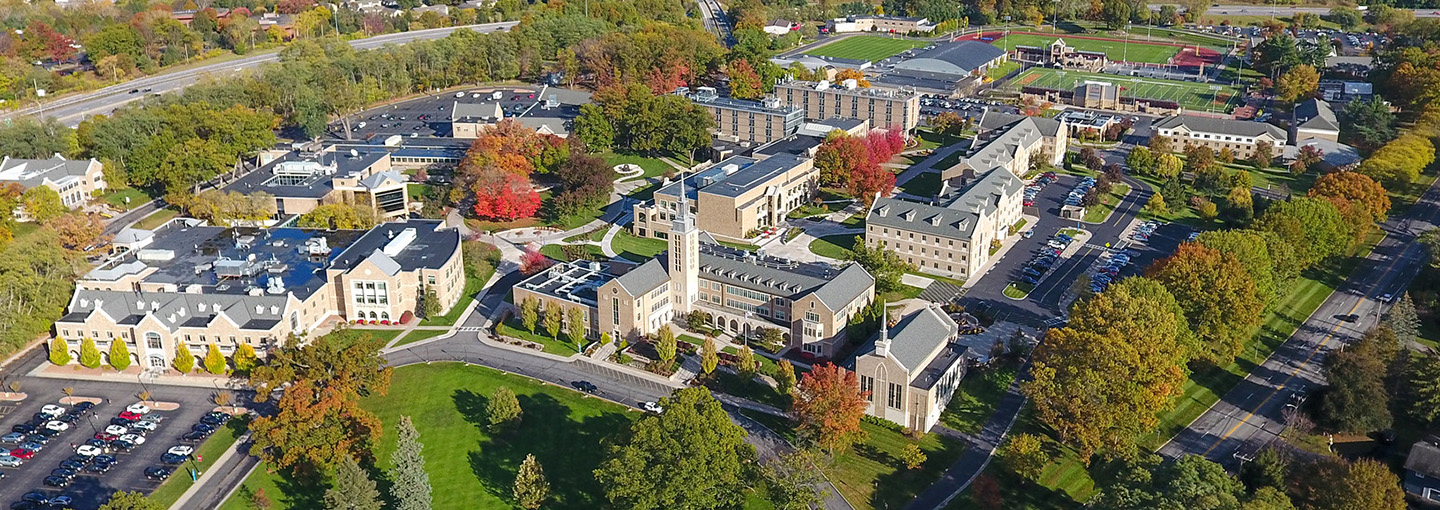 Aerial view of St. John Fisher University campus.
