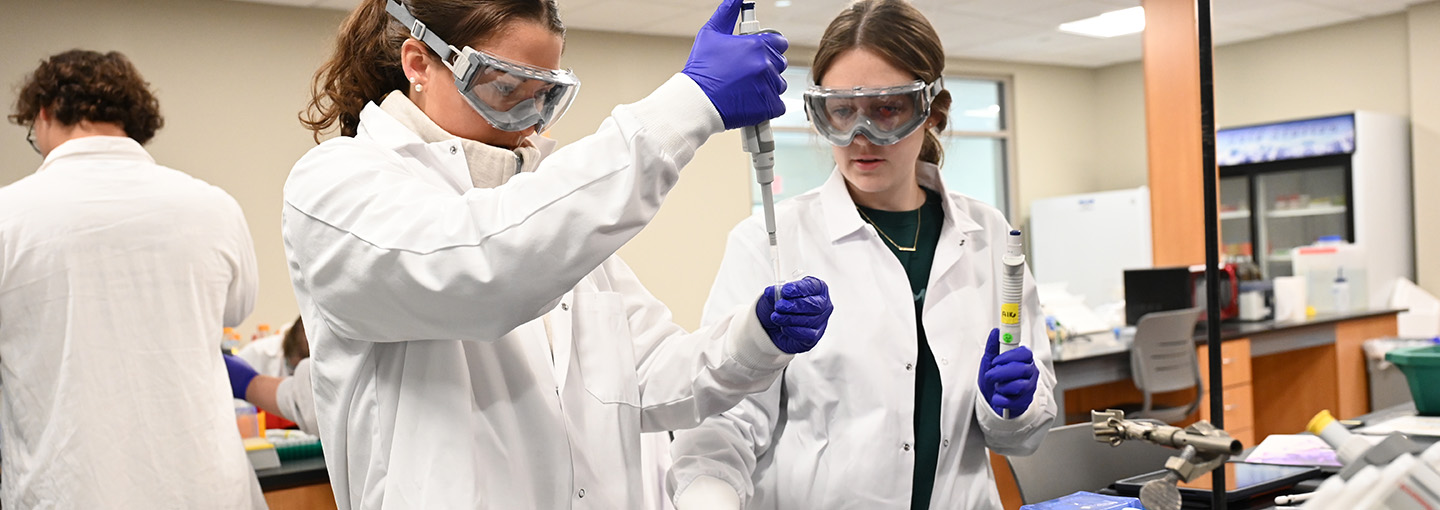 Chemistry students at lab table