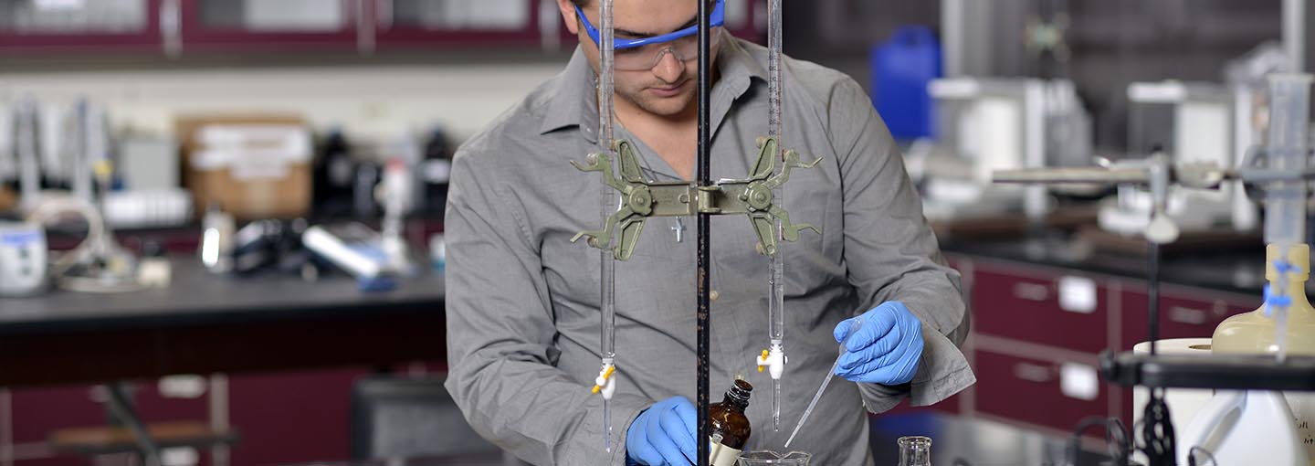 Chemistry student at lab table