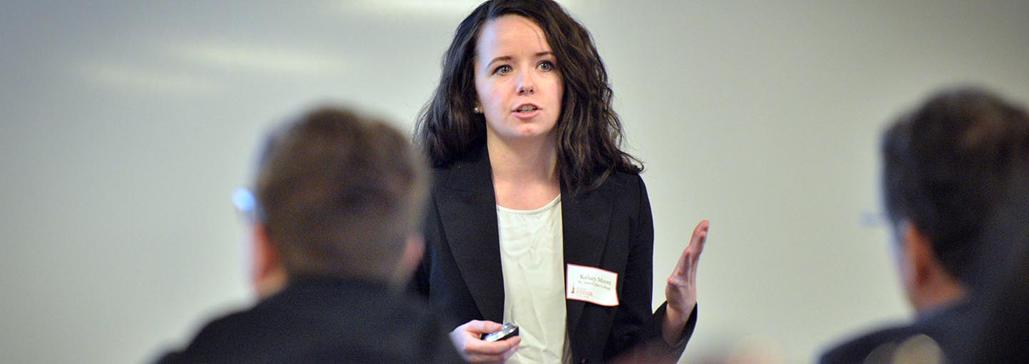 Student presenting at front of class