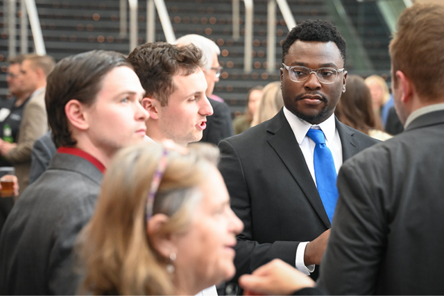 Small group discussion at an event