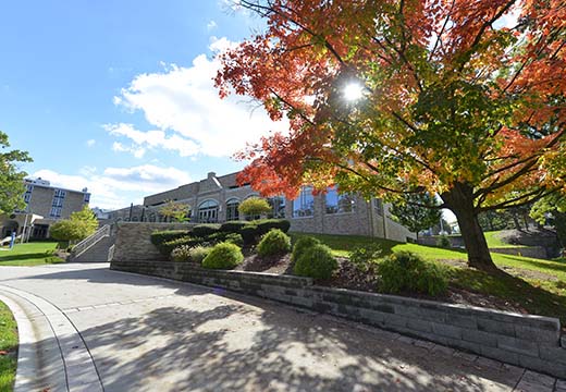 Lavery Library fall foliage.