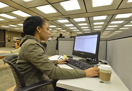 Student working at a computer