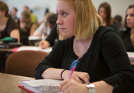 Student in class